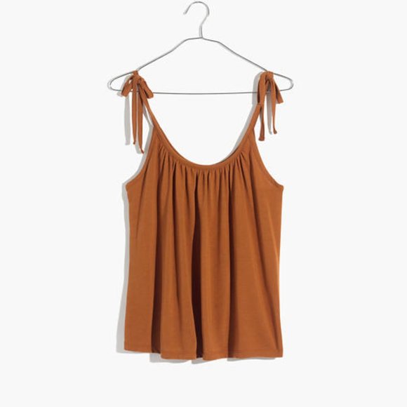 NWT Madewell Gathered Neck Tank in Burnt Sienna - Picture 3 of 4